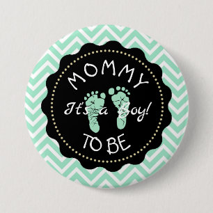 Mum to be Sage Green Chevron Baby Shower button