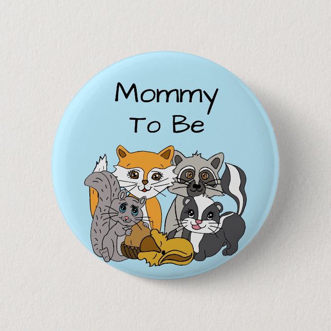 Mum to be Woodland Forest Animals Baby Shower   Bu 6 Cm Round Badge (Front)