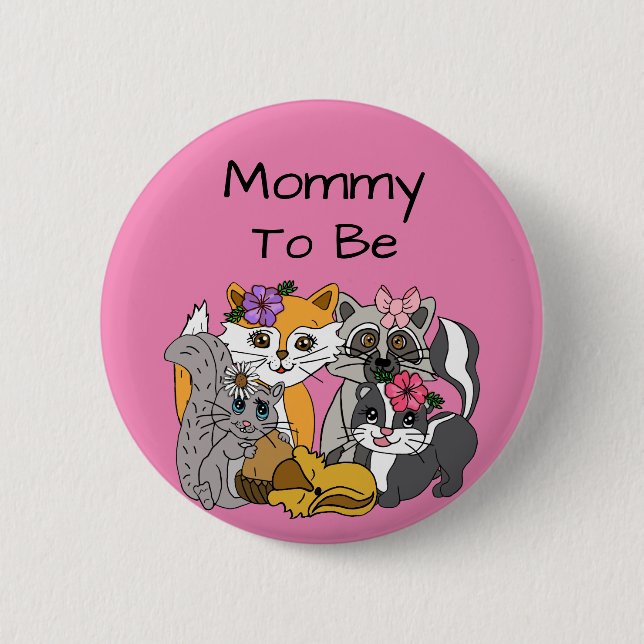 Mum to be Woodland Forest Animals Baby Shower   Bu 6 Cm Round Badge (Front)