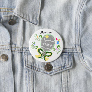 Mum To Be Yellow Star Horses Rattle Baby Shower 7.5 Cm Round Badge