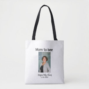 Mum to bee add photo name baby shower date  tote bag