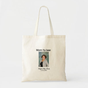Mum to bee add photo name baby shower date tote bag