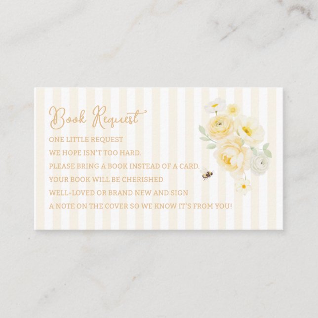Mum to Bee Baby Shower Book Request Card (Front)