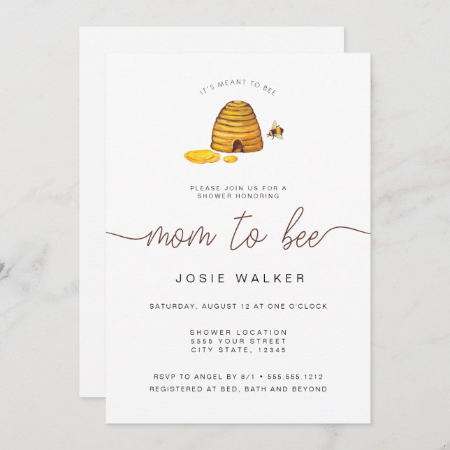 Mum To Bee, Baby Shower Invitation (Front/Back)