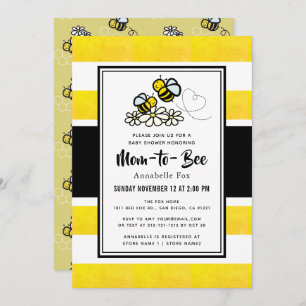 Mum to Bee Cute Yellow Baby Shower Invitation