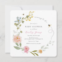 Mum to Bee Floral Baby Shower Invitation