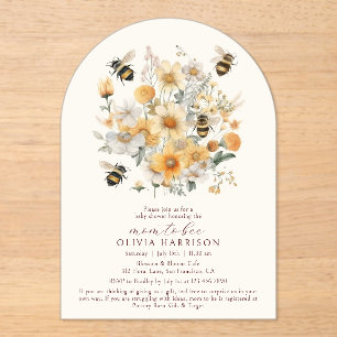 Mum To Bee Wildflower Floral Couples Baby Shower Acrylic Invitations