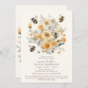 Mum To Bee Wildflower Floral Couples Baby Shower Invitation