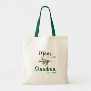 Mum to Grandma Christmas Holiday Mistletoe Custom Tote Bag