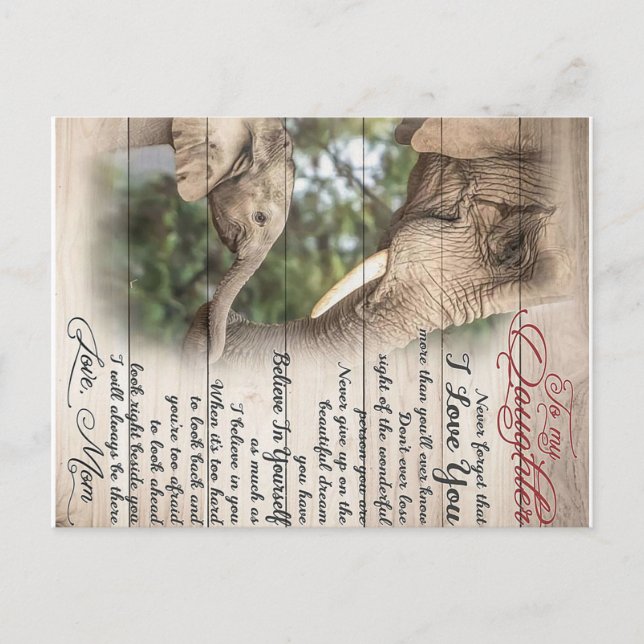 Mum To My Daughter Letter, Girl Birthday Gift Postcard (Front)