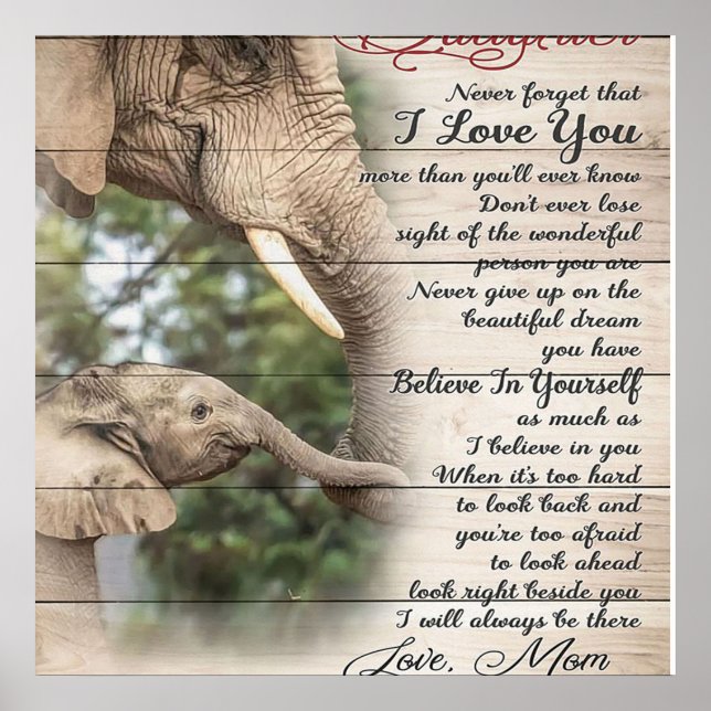 Mum To My Daughter Letter, Girl Birthday Gift Poster (Front)