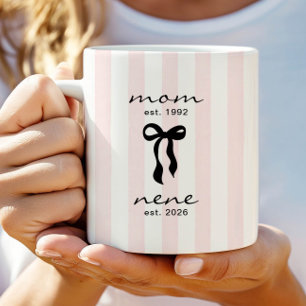 Mum to Nene Mug Pink Bow Stripes