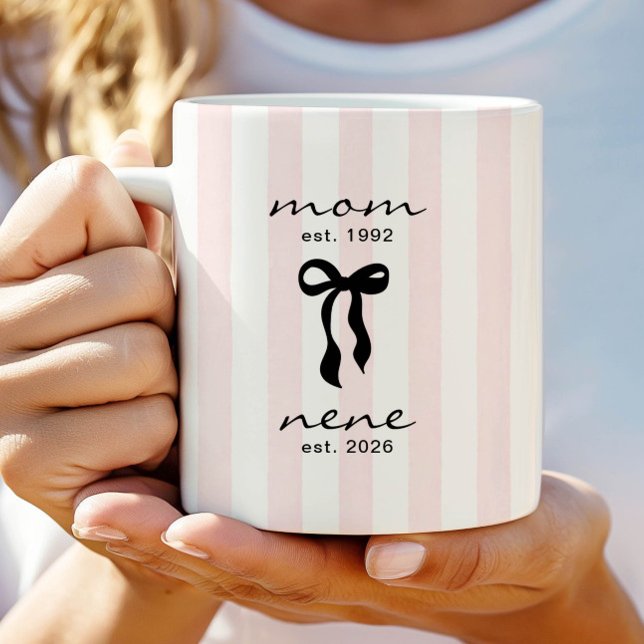 Mum to Nene Mug Pink Bow Stripes (Creator Uploaded)