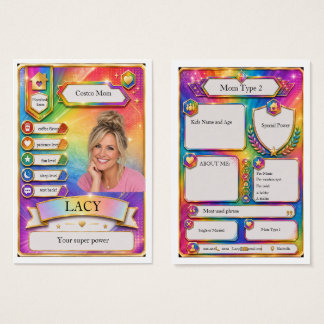 Mum Trading Card in Rainbow Explosion