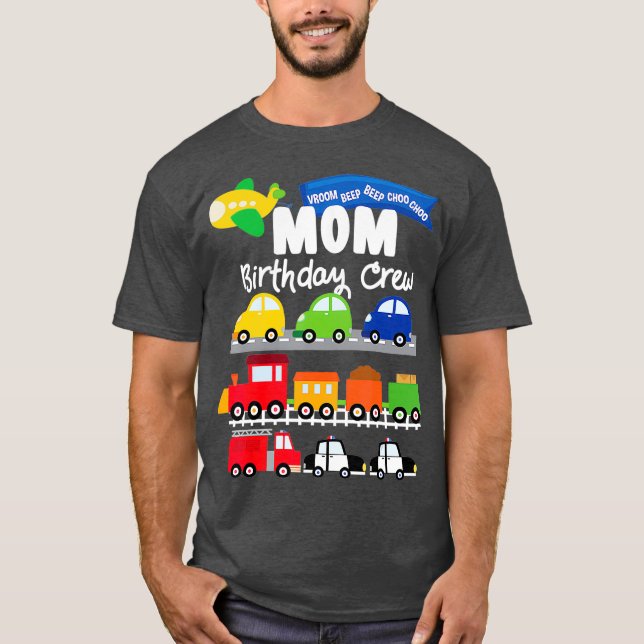 Mum Transportation Birthday Aeroplane Cars Fire T-Shirt (Front)