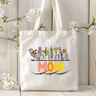 Mum Trendy Modern Floral Botanical Flowers Tote Bag