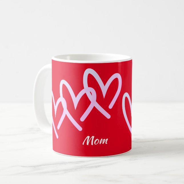Mum Triple Red Heart Coffee Mug (Front Left)