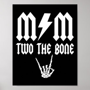 Mum Two The Bone Skeleton Hand Family Birthday Boy Poster