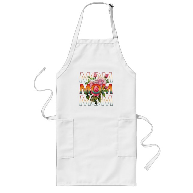 Mum Typography And Roses Long Apron (Front)