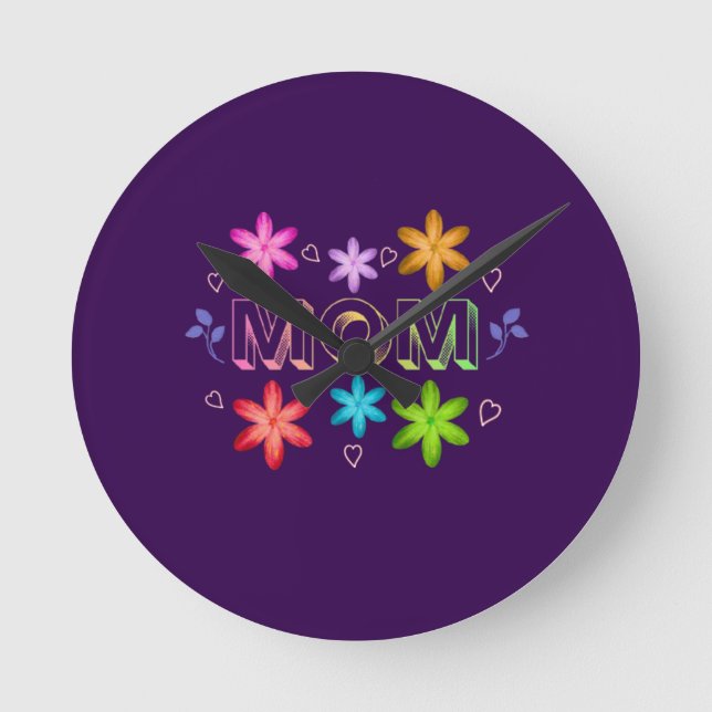 Mum Typography Design, Cute Mother Quote Text Art, Round Clock (Front)