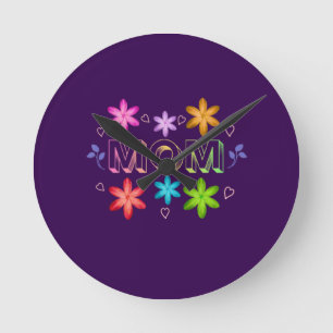 Mum Typography Design, Cute Mother Quote Text Art, Round Clock