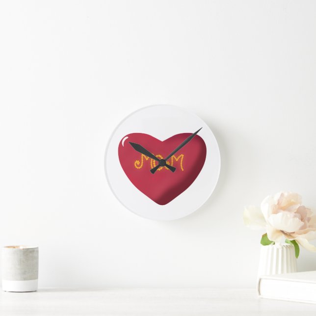 Mum Typography Design, Cute Mother Quote Text Art, Round Clock (Home)