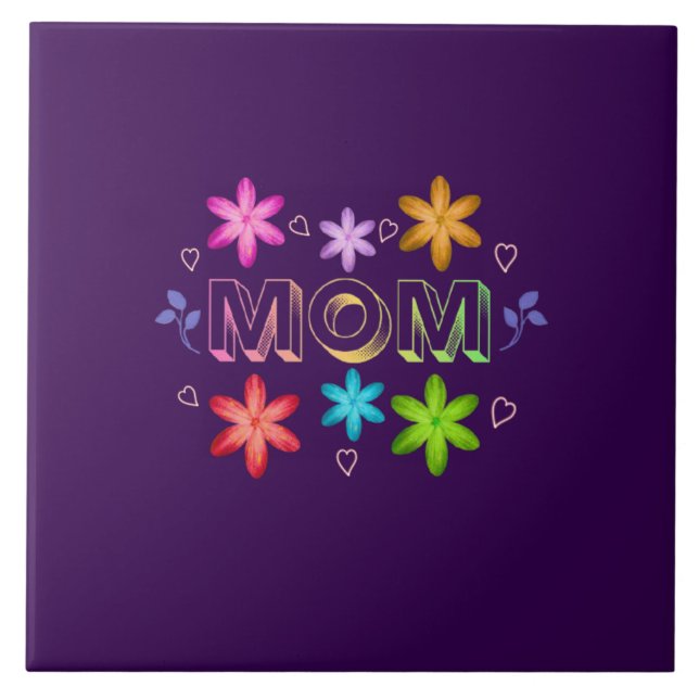 Mum Typography Design, Cute Mother Quote Text Art, Tile (Front)
