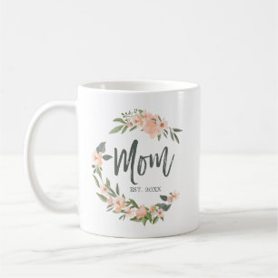 Mum Typography Pink Watercolor Wreath Mother's Day Coffee Mug