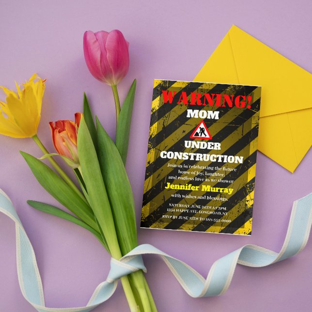 Mum Under Construction | Cute Modern Baby Shower Invitation (Creator Uploaded)