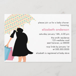 Mum Under Umbrella Baby Shower Invitation