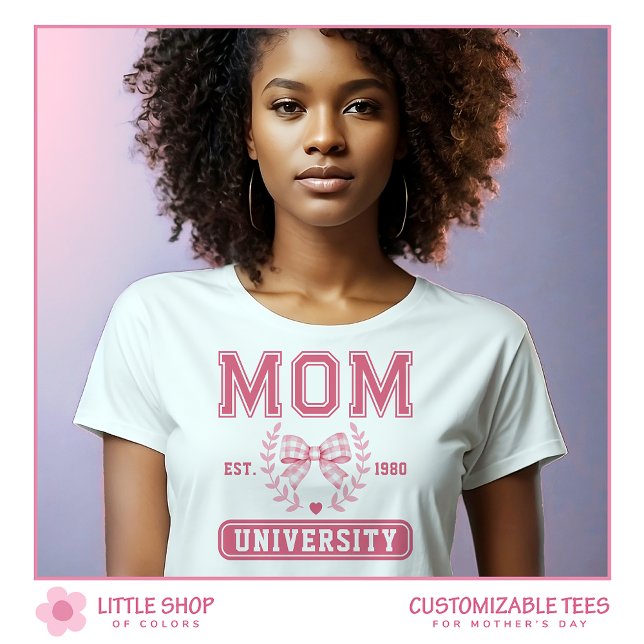 Mum University Pink Bow Mothers Day Tri-Blend Shirt (Creator Uploaded)