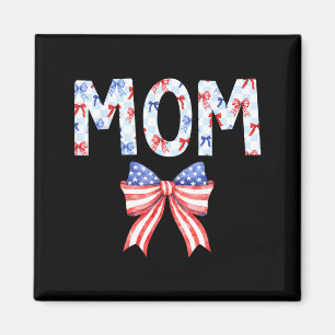 Mum US Flag Bow Birthday 4th of July Family Party Magnet