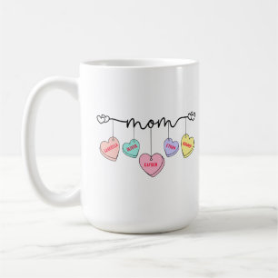 Mum Valentines Kids Name Convo Hearts Coffee Mug