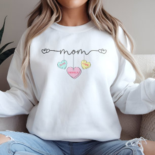 Mum Valentines Kids Name Convo Hearts Sweatshirt
