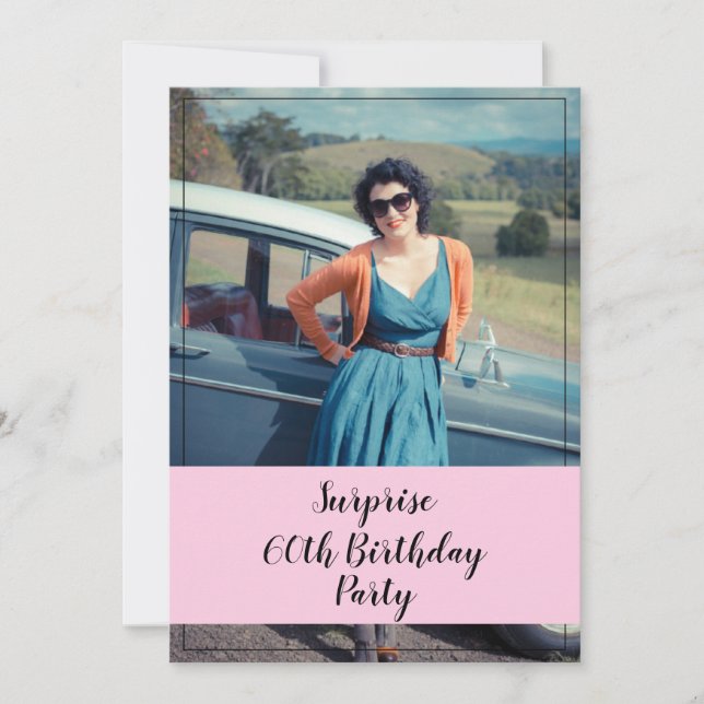 Mum Watercolor Floral Surprise Photo 60th Birthday Invitation (Front)