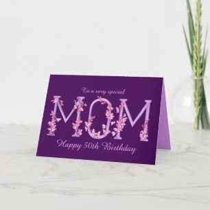 Mum watercolor Orchid custom 50th birthday card