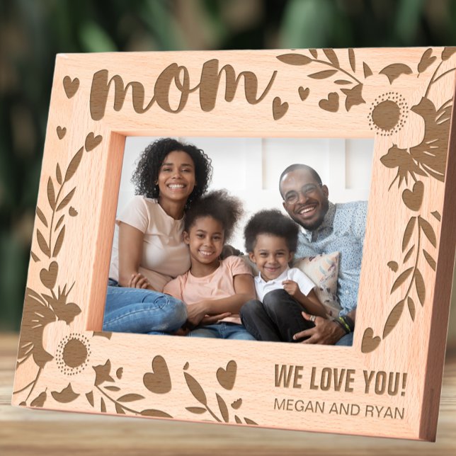 Mum We Love You Floral Personalised Gift Etched Frames (Creator Uploaded)