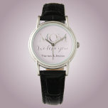 mum we love you floral script  watch<br><div class="desc">A lovely lady's watch with MOM written in pretty floral letters on soft pink background,  completed with sweet script of "we love you" and the children's names. Perfect for a mother's day gift.</div>