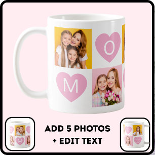 Mum We Love You Kids Names Photo Collage Heart Coffee Mug