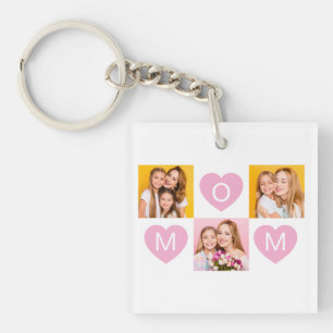 Mum We Love You Kids Names Photo Collage Heart Key Ring