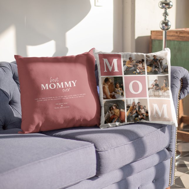 Mum We Love You | Modern 6 Photo Colour Block  Cushion (Creator Uploaded)