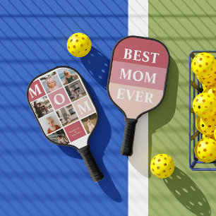 Mum We Love You   Modern 8 Photo Colour Block  Pickleball Paddle