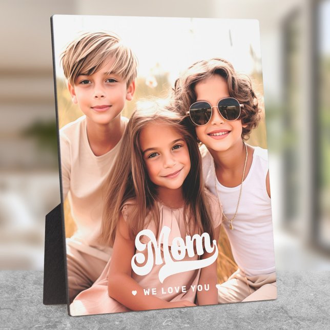 Mum we love you photo heartswhite text mothers day plaque (Mom we love you photo heartswhite text mothers day plaque)