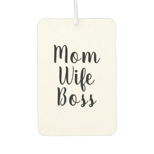 Mum wife boss black white custom script cute car air freshener