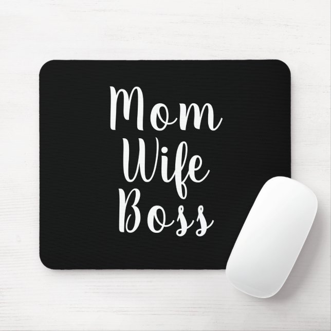 Mum Wife Boss black white custom script cute Mouse Pad (With Mouse)