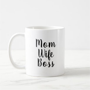 Mum wife boss black white custom script text cute coffee mug