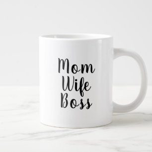 Mum wife boss black white custom script text cute large coffee mug