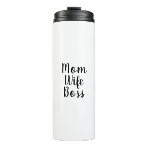 Mum wife boss black white custom script text cute thermal tumbler