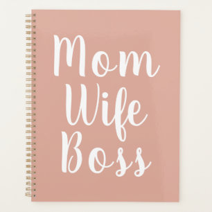 Mum wife boss dusty pink custom script stylish planner