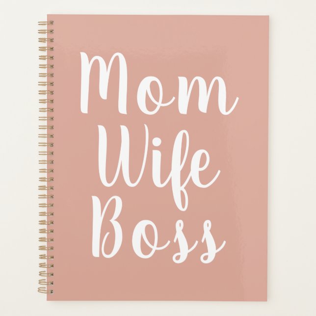 Mum wife boss dusty pink custom script stylish planner (Front)